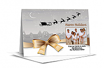 Designer Gold Bow with Sleigh Photo Upload Holiday Card w-Envelope 7.875" x 5.50" family style