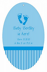 Footprints Baby Vertical Oval Favor Tag