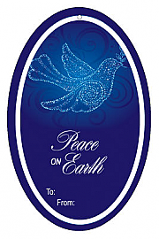 Vertical Oval Peace Dove To From Christmas Hang Tag