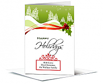 Christmas Mistletoe Ribbon Cards  5.50" x 7.875" w-envelope