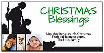 Christmas Card w-Envelope 8" x 4" Nativity Religious Blessing design Family style