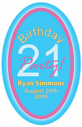 Oval Party Birthday Label