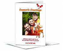 Christmas Baby Rudolph Season's Greetings Cards with photo 5.50" x 7.875" w-envelope