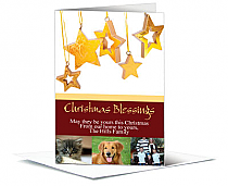 Christmas Card w-Envelope 7.875x5.5 Stars Christmas Blessing Family design