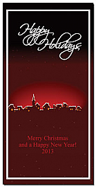 Red Abstract Christmas Village Cards  4" x 8" w-envelope