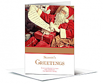 Christmas Card w-Envelope 8" x 4" Santa Claus and Sleight Season Greetings Buisness style 