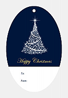 Christmas Tree Vertical Oval Hang Tag