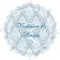 Monogram Scalloped Circle Wedding Labels