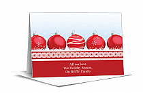 Christmas Lined Up Ornaments in the Snow Card 7.875" x 5.50" w-Envelope