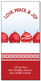 Christmas Lined Up Ornaments in the Snow Card 4" x 8" w-Envelope