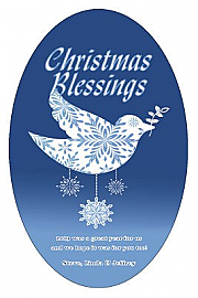 Vertical Oval Hanging Dove Christmas Labels