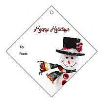 Diamond Corner Snowman To From Christmas Hang Tag