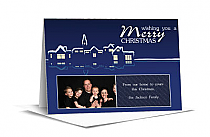 Nighttime Christmas Village Cards with photo  7.875" x 5.50" w-envelope