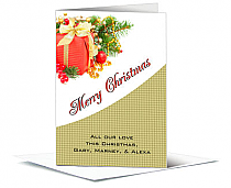 Christmas Corner Mistletoe Present Cards  5.50" x 7.875"  w-envelope 