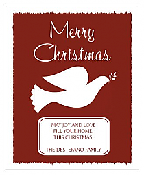 Vertical Big Rectangle Red Dove Christmas Labels