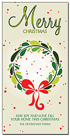 Christmas  Fun Holiday Dotted Wreath Cards 4" x 8"  w-envelope