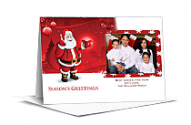 Red Snowflakes and Santa with Family Photo Upload Greeting Card w-Envelope 7.875" x 5.50" family style