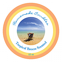 Tropical Breeze Big Candle Round Labels