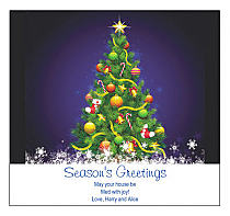 Decorated Christmas Tree Big Square Label