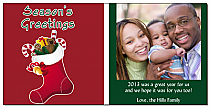 Two Tone Red and Green Stuffed Stocking Photo Upload Christmas Card w-Envelope 8" x 4" family style