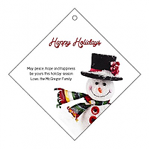 Diamond Corner Snowman Christmas Hang Tag