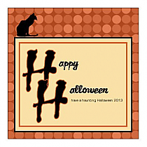 Black Cat Halloween Square Labels 2x2