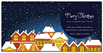 Tis the Season Holiday Christmas Village Cards  8" x 4" w-envelope