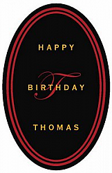 Oval Simple Initial Birthday Label