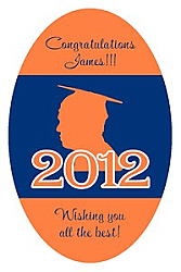 School Spirit Vertical Oval Graduation Labels