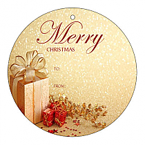 Circle Small Present Ribbon To From Christmas Hang Tag