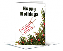 Christmas Tag Holly Berries Cards 5.50" x 7.875"  w-envelope 