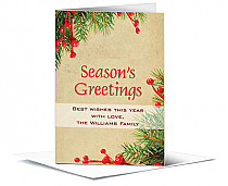 Christmas Seasons Greetings Holiday Mistletoe Cards 5.50" x 7.875"  w-envelope