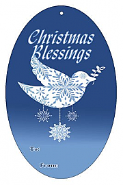 Vertical Oval Hanging Dove To From Christmas Hang Tag