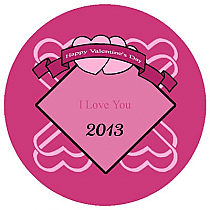 Heart Banner Circle Valentine Coasters