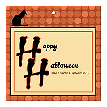 Black Cat Halloween Square Favor Tag 2x2