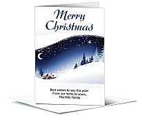 Sparkling Christmas Nighttime Village Cards 5.50" x 7.875"  w-envelope