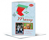 Large Hanging Stocking Photo Upload Christmas Card w-Envelope 5.50" x 7.875" family style