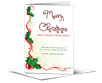 Christmas Holly Berry Border Cards  5.50" x 7.875"  w-envelope 