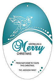 Vertical Oval Swirl Dove Christmas Hang Tag