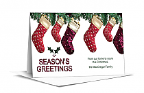 Three Fireplace Christmas Stocking Holiday Card w-Envelope 7.875" x 5.50" business style