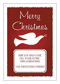 Vertical Rectangle Red Dove Christmas Labels 