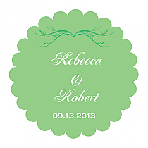 Honeymoon Waves Scalloped Circle Wedding Labels