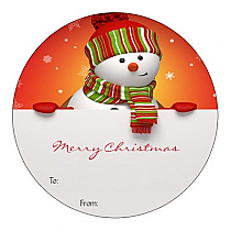 Circle Snowman Top To From Christmas Hang Tag