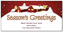 Christmas Season's Greetings Winter Village Cards  8" x 4" w-envelope