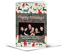 Christmas Rustic Holiday Reindeer Background Cards with photo 5.50" x 7.875" w-envelope