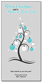 Ornaments Hanging Off Christmas Tree Card w-Envelope 4" x 8" business style