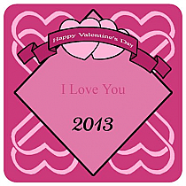 Heart Banner Square Valentine Coasters