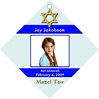 Stripe Star Diamond Bat Mitzvah Favor Tag