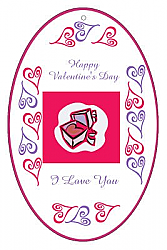 Hearts Clipart Valentine Vertical Oval Favor Tag 2.25x3.5