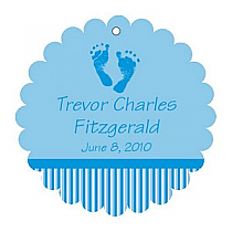 Footprints Baby Scalloped Circle Favor Tag